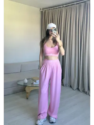 Pembe Büstiyer Eşofman Takım
