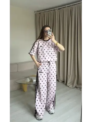 Pembe Puantiye Eşofman Takım