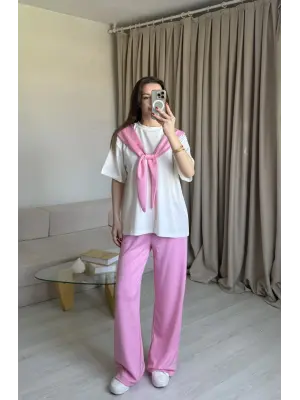 Pembe Fularlı Eşofman Takım