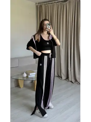 Siyah Üçlü Yarım Kol Eşofman Takım