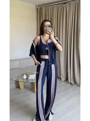 Lacivert Üçlü Yarım Kol Eşofman Takım