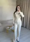 Krem Çıtçıtlı Triko Takım