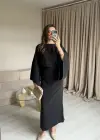 Siyah Massi Model Bağcıklı Elbise