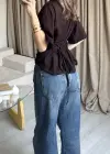 Kahve Bağlamalı Tshirt
