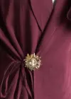 Mürdüm Broşlu Pantolon Takımm