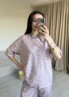 Pembe Kısa Kollu Leopar Takım