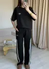 Siyah Yan Şeritli Marka Eşofman Takım