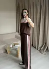 Kahve Modal Kumaş Eşofman Takım