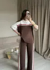 Kahve Modal Kumaş Eşofman Takım