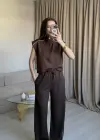 Kahve Yarım Fermuarlı Eşofman Takım