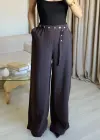 Kahve Çıtçıt Kemerli Palazzo Pantolon