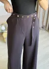 Kahve Çıtçıt Kemerli Palazzo Pantolon