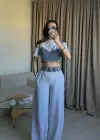 Gri Denim Detaylı Eşofman Takım