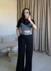 Siyah Denim Detaylı Eşofman Takım