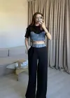 Siyah Denim Detaylı Eşofman Takım