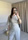 Bej Bel Bağlamalı Eşofman Takım