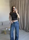 Siyah Puantiyeli Basic Kısa Kol Bluz