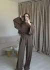 Koyu Kahve Yarasa Kol Eşofman Takım