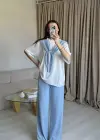 Mavi Fularlı Eşofman Takım