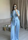 Mavi Bel Kuşaklı Modal Takım