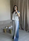 Beyaz Taş Detaylı Denim Takım