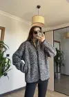 Antrasit Peluş Fermuarlı Hırka