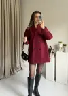 Bordo Çift Düğmeli Kaşe Premıum Ceket