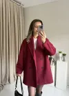 Bordo Çift Düğmeli Kaşe Premıum Ceket