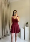 Bordo İçi Şortlu Cepli Elbise - Mayo