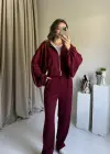Bordo Yarasa Kol Modal Eşofman Takımı