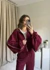 Bordo Yarasa Kol Modal Eşofman Takımı