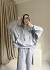 Gri Oversize Eşofman Takım