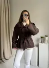 Kahve Dik Yaka Trençkot