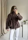 Kahve Dik Yaka Trençkot