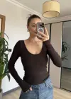 Kahve Göğüs Pedli Toparlayıcı Bluz