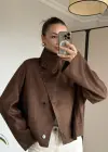 Kahve Süet Dik Yaka Trençkot