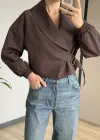 Kahve Yan Kemerli Ceket