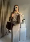 Krem Massi Model Bağcıklı Elbise