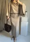Krem Massi Model Bağcıklı Elbise