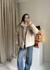 Krem Zr Model Bağlamalı Mont
