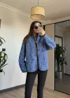 Mavi Peluş Fermuarlı Hırka