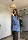 Mavi Peluş Fermuarlı Hırka