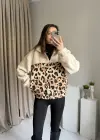 Oys Muadil Leopar Peluş Kazak