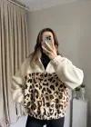 Oys Muadil Leopar Peluş Kazak