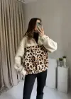 Oys Muadil Leopar Peluş Kazak
