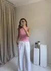 Pembe Kolsuz Yan Büzgülü Bluz