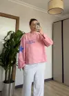 Pembe Yıldızlı Viral Çizgili Bluz