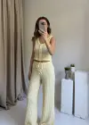 Sarı Düğmeli Pantolon Yelek Takım