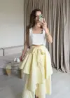 Sarı Etek Görünümlü Pantolon