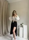 Siyah İçi Şortlu Asimetrik Kesim Etek